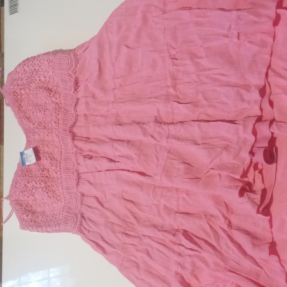 Spaghetti strap High Low Pink Dress